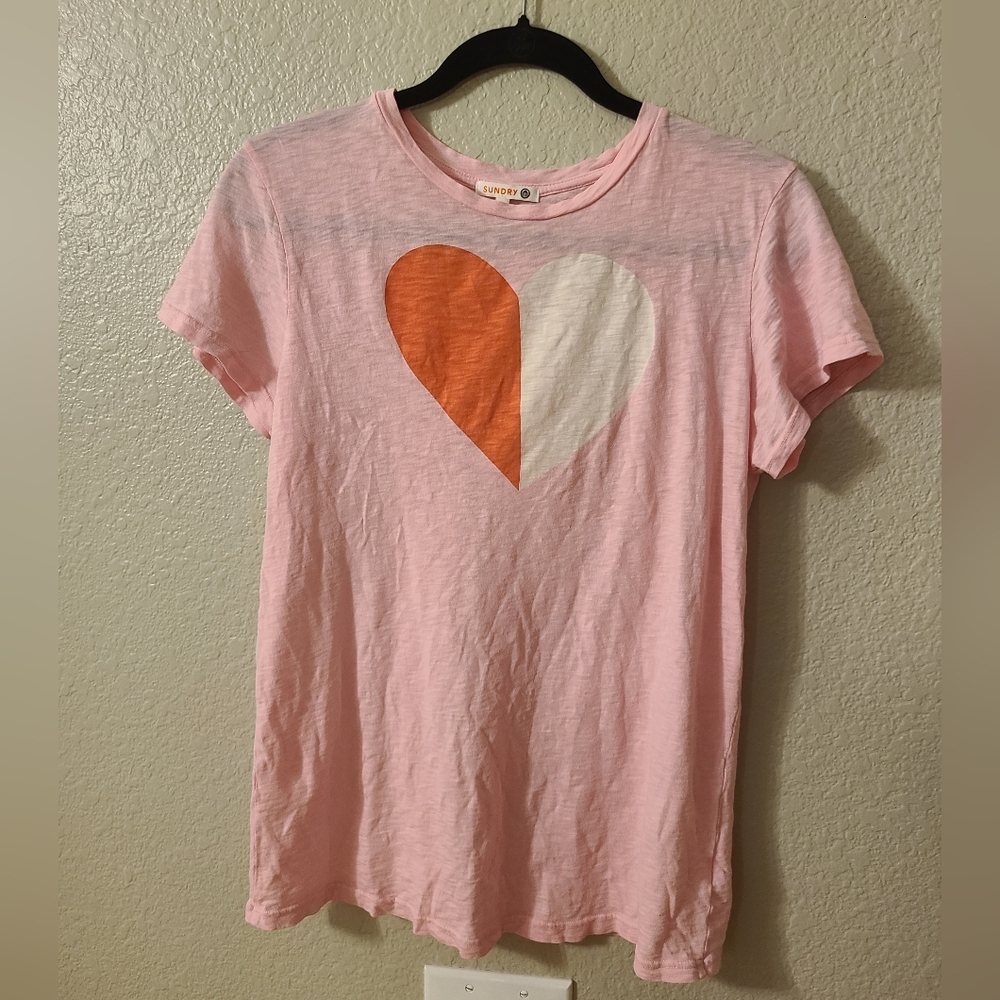 Sundry Pink Heart Tshirt Size 3